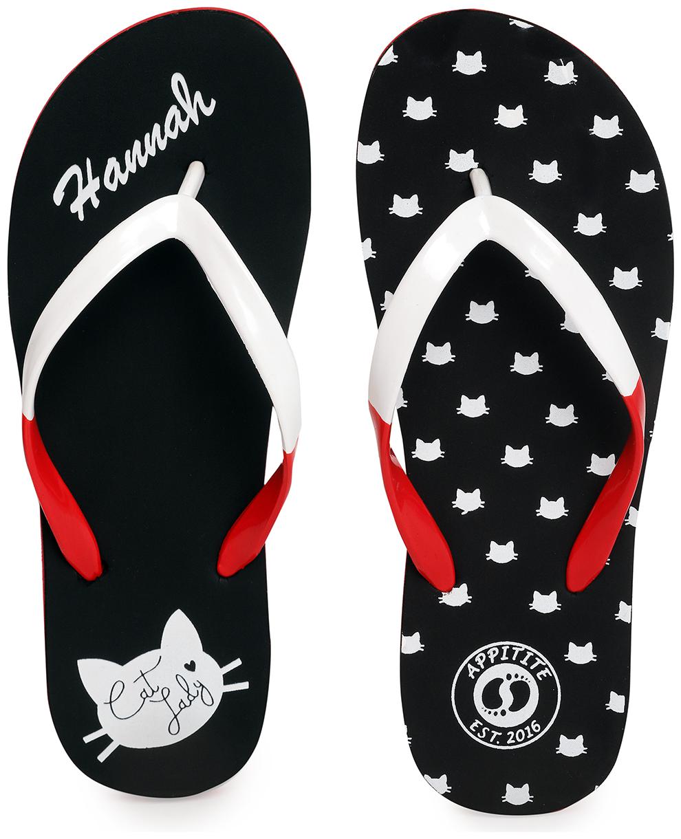 

Appitite Women Rubber Printed Slippers Black