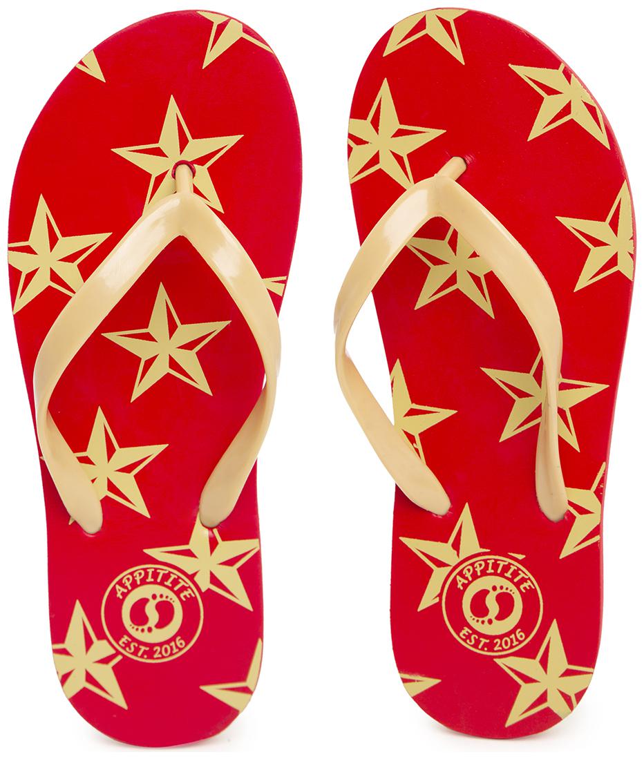 

Appitite Women Rubber Printed Flip Flops Red