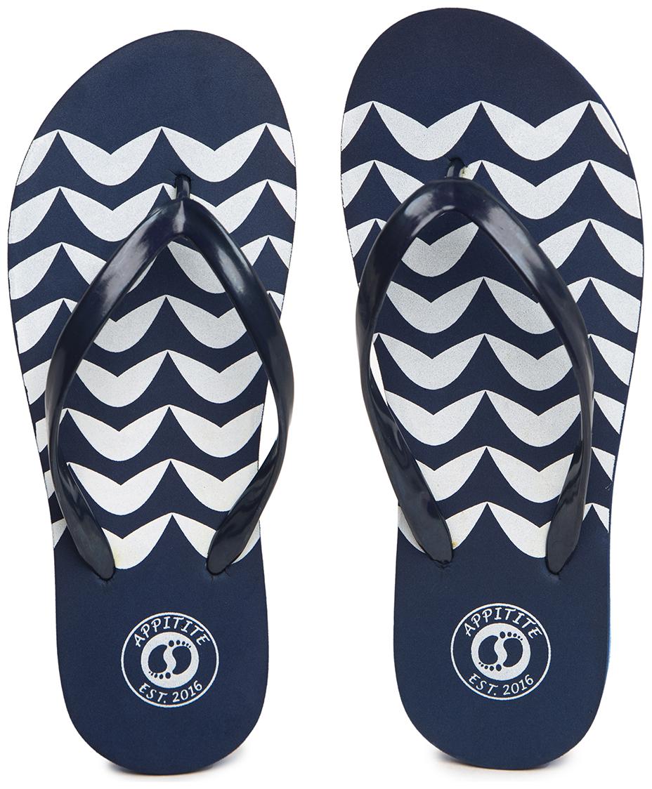 

Appitite Women Rubber Printed Flip Flops Blue