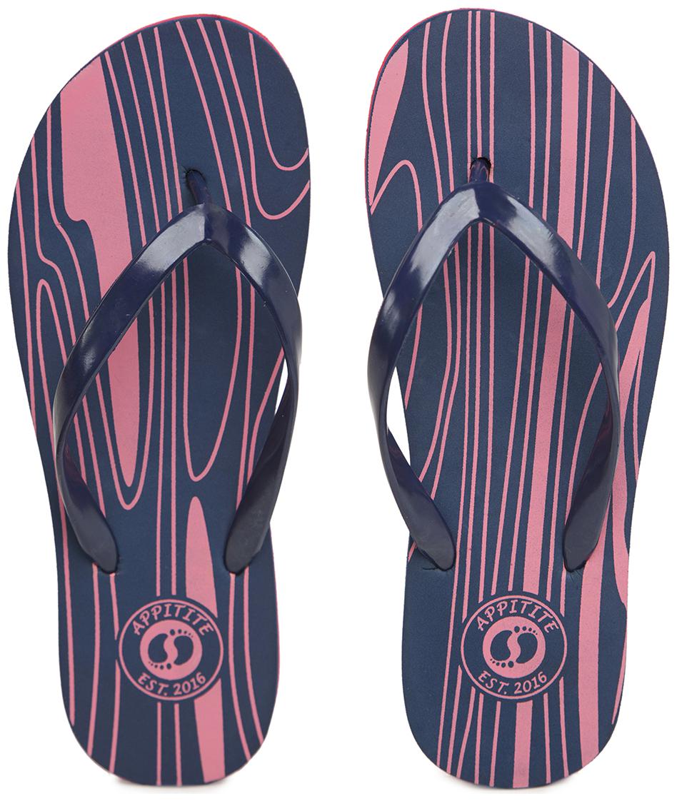 

Appitite Women Rubber Printed Flip Flops Blue