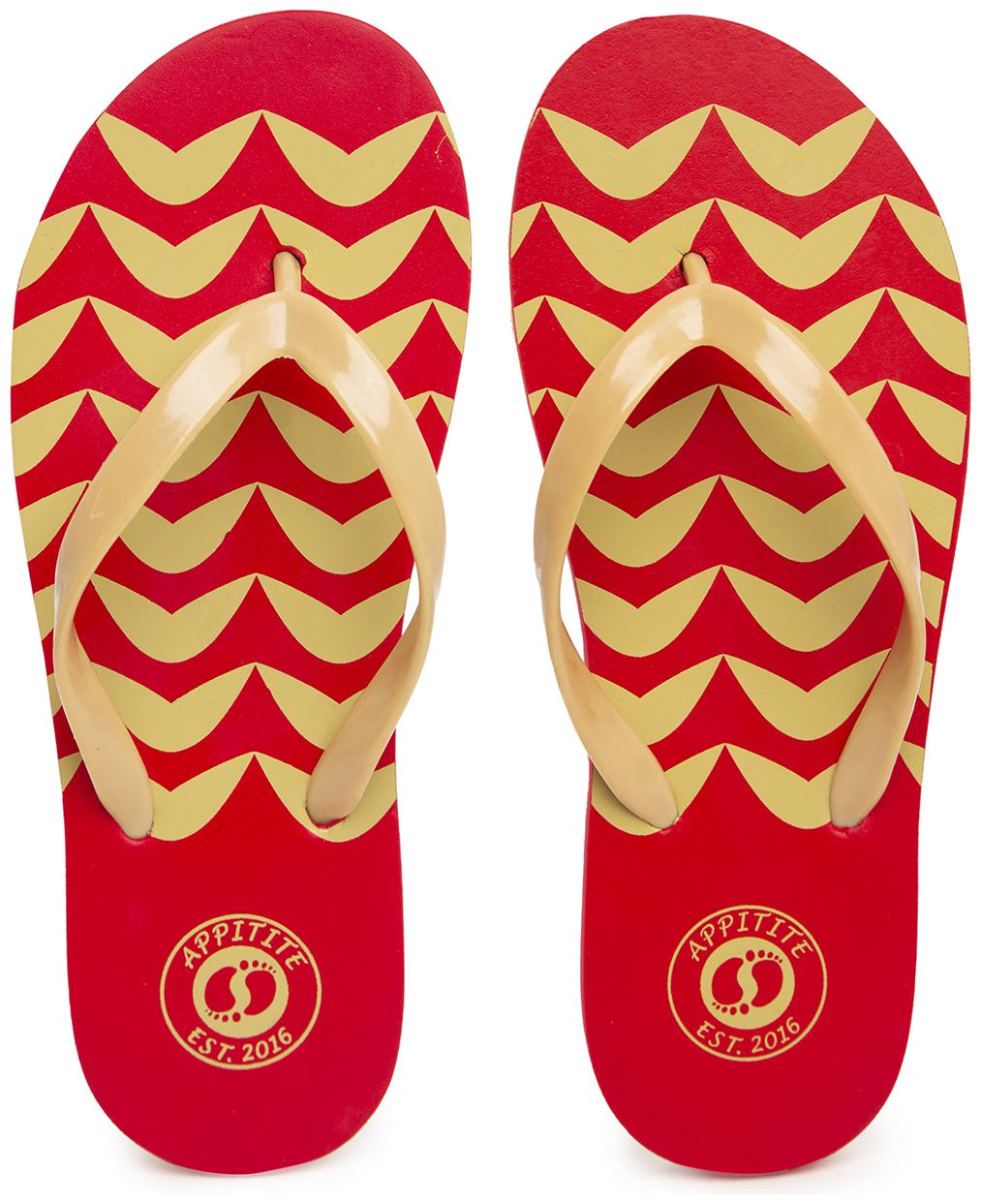 

Appitite Women Rubber Printed Flip Flops Red