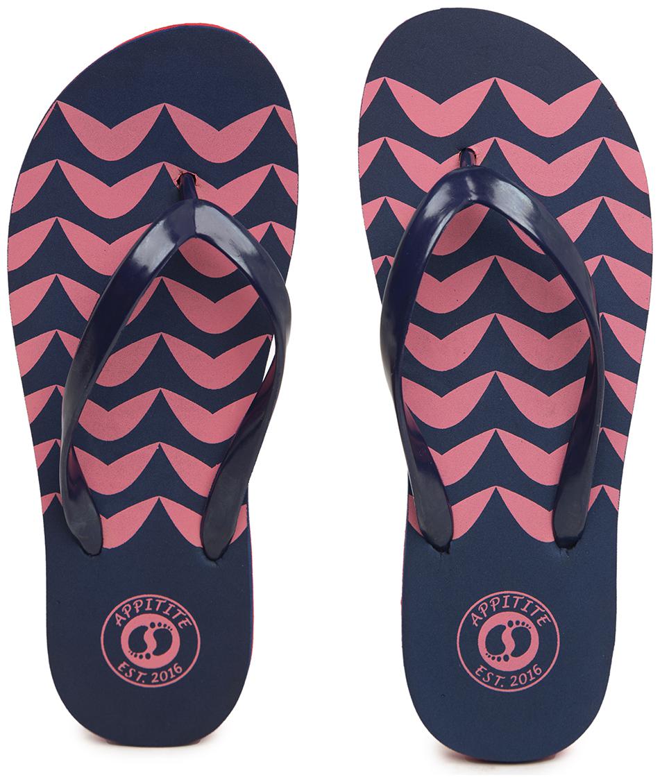 

Appitite Women Rubber Printed Flip Flops Blue