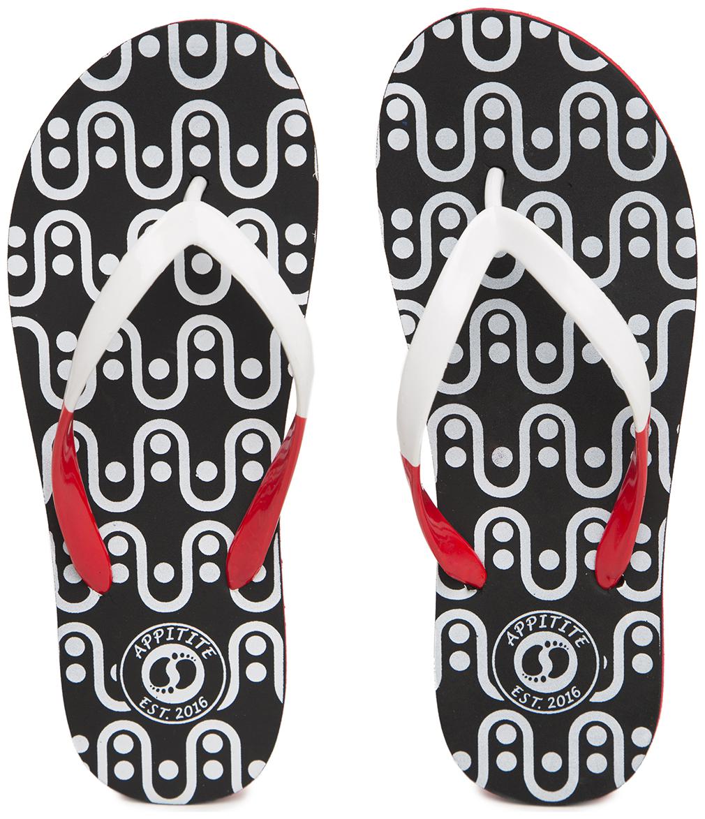 

Appitite Women Rubber Printed Flip Flops Black