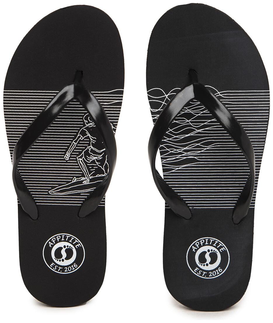

Appitite Women Rubber Printed Flip Flops Black
