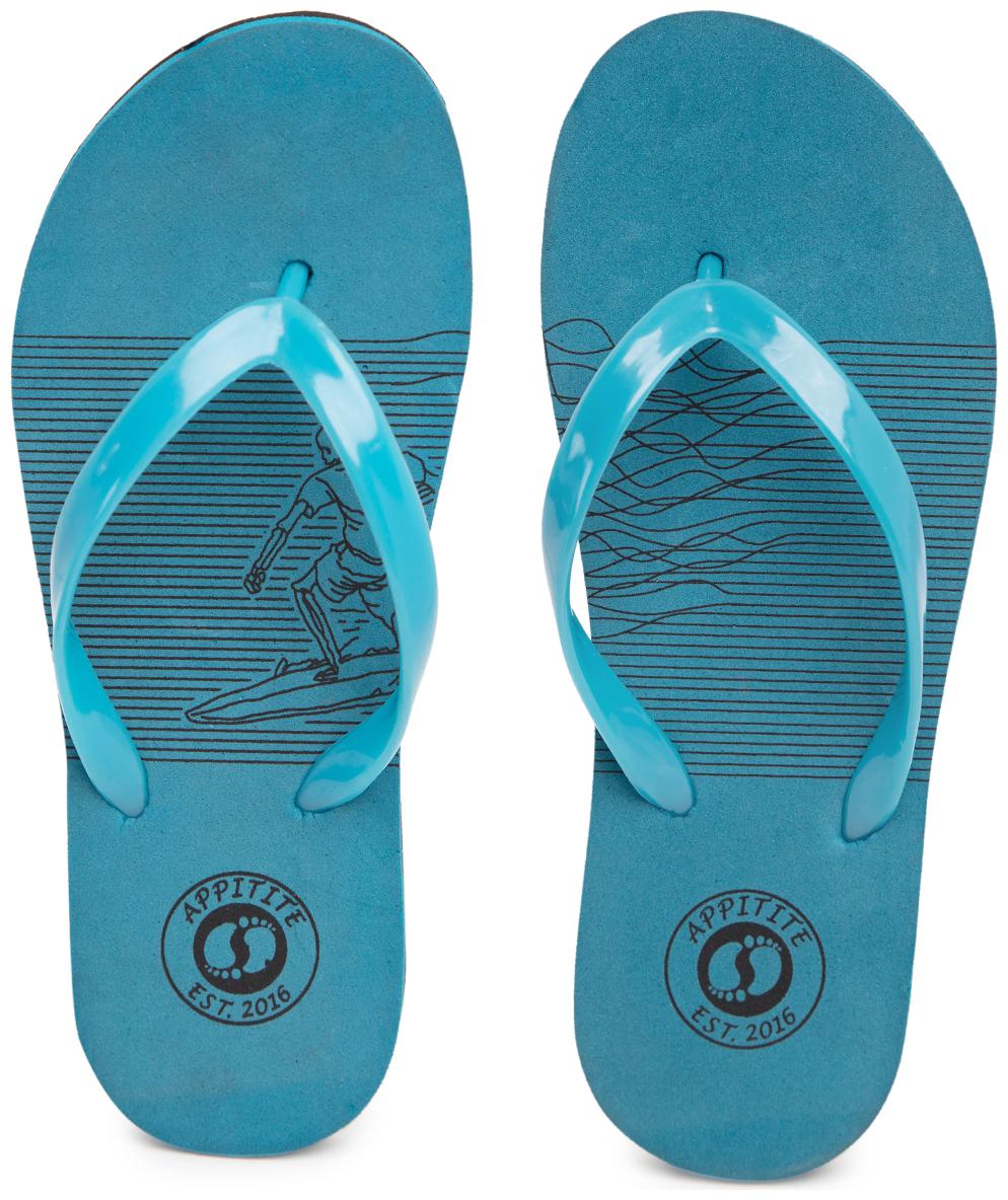 

Appitite Women Rubber Printed Flip Flops Blue