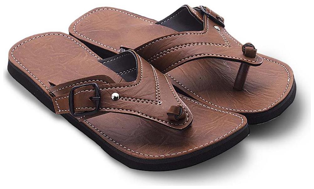 

AR Men Rajasthani Handmade Fashionable V-Shape Tan Ethnic Mojari Chappal 203 - 9