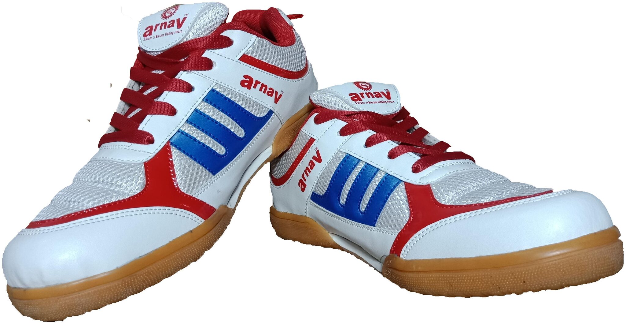 Arnav Unisex Badminton/Squash Shoes ( White &amp; Red ) for