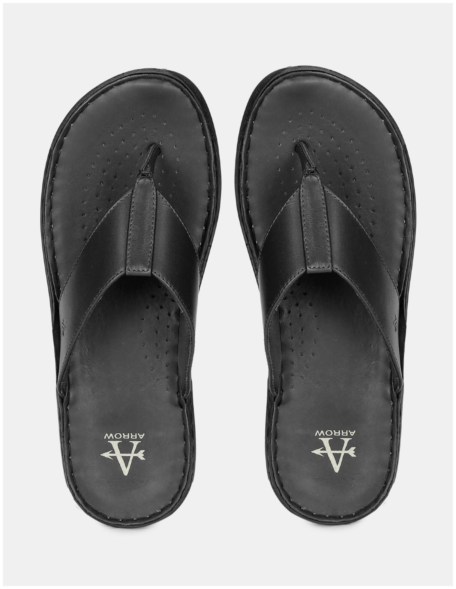

Arrow Black V-Strap Leather Sandals