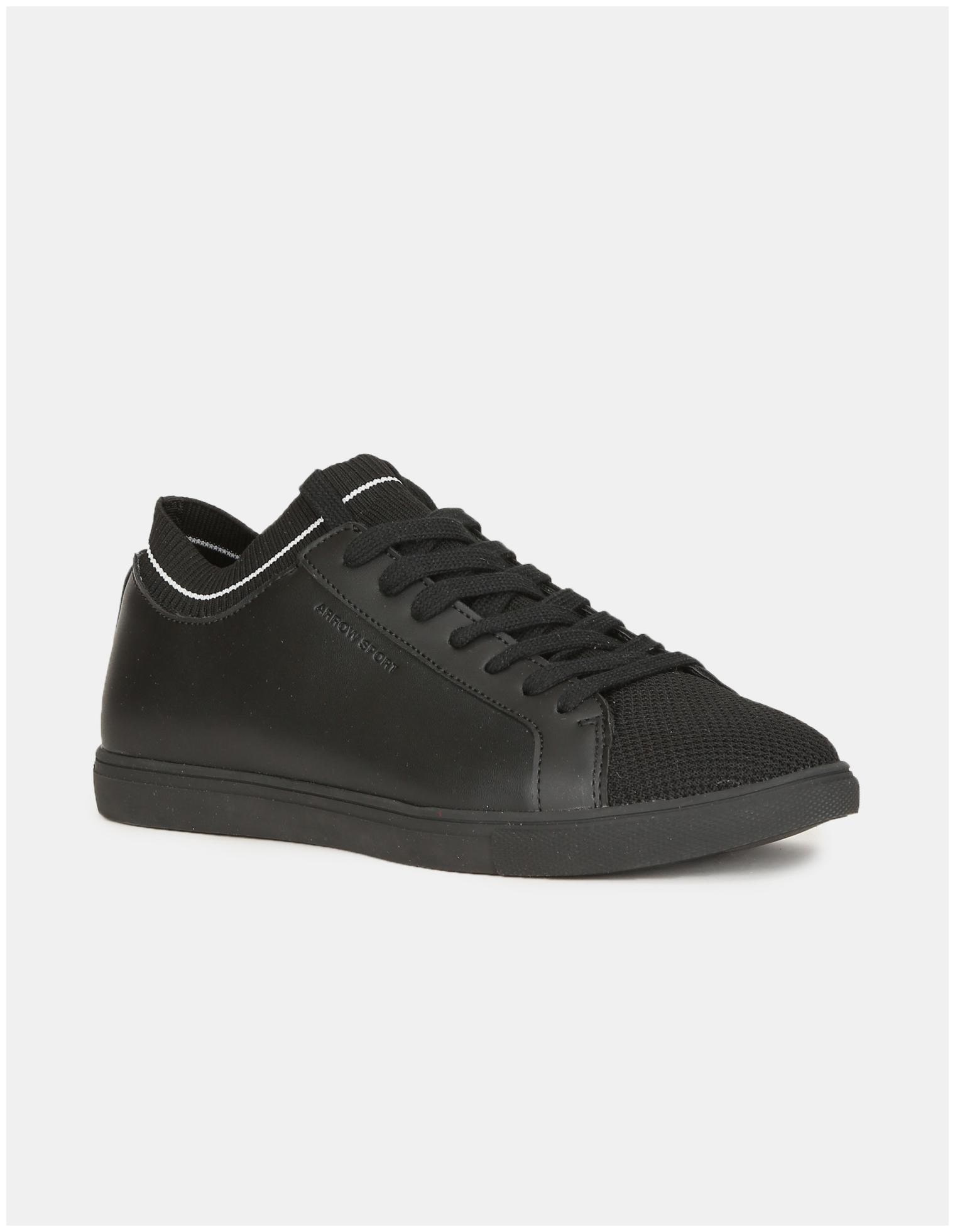 

Arrow Black Mesh Panel Mid Top Sneakers Men Black Slip-On Sneakers - 2522004005