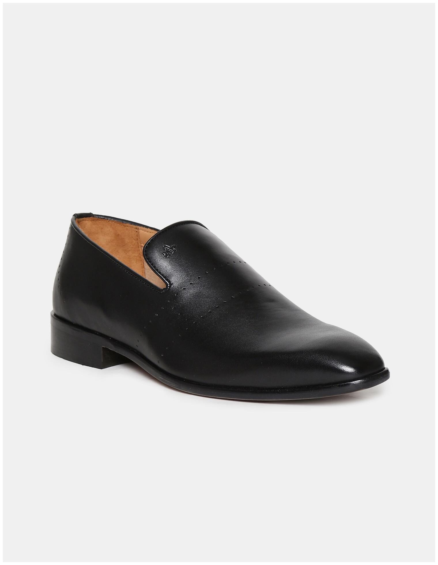 

Arrow Men Black Slip-On Formal Shoes - BLACK PERFORATED LEATHER SLIP ON SHOES - 2521947605