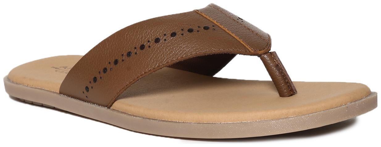 

Arrow Brown Perforated V-Strap Leather Sandals