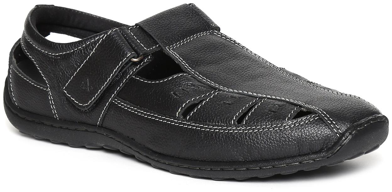 

Arrow Leather Black Sandals For Men(Black Textured Leather Sandals)