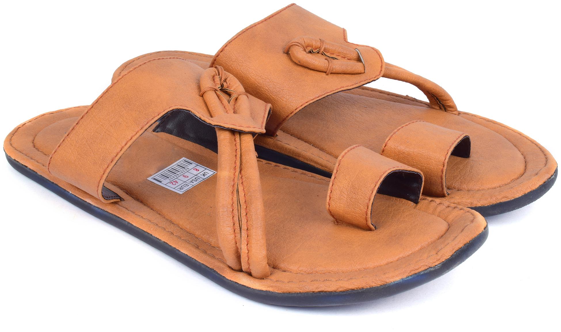 

ASTC Men Beige Synthetic Leather Slippers