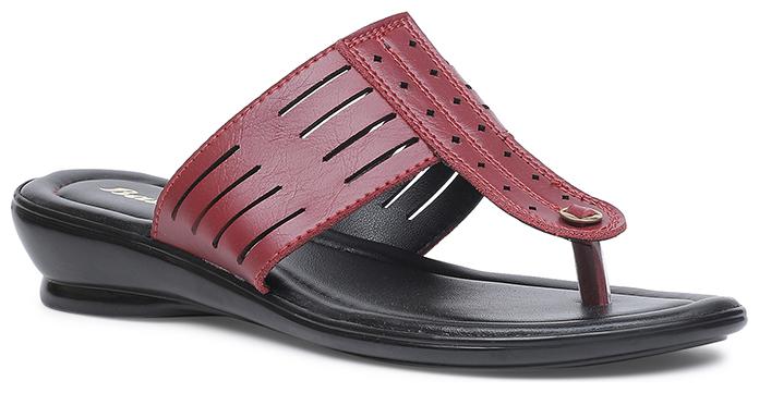 

Bata Women Maroon T-Strap Flats