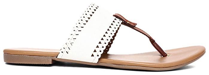 

Bata Women White T-Strap Flats