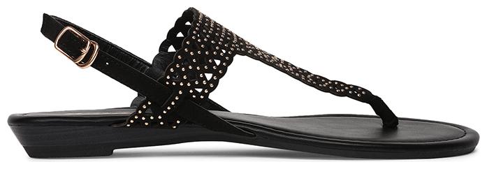 

Bata Women Black T-Strap Flats