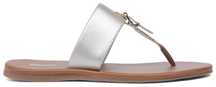 

Bata Women White T-Strap Flats