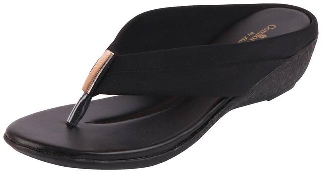 Bata Women's Black Wedge Slippers