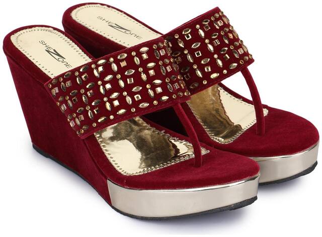 Shezone Pumps For Women ( Maroon ) 1 Pair