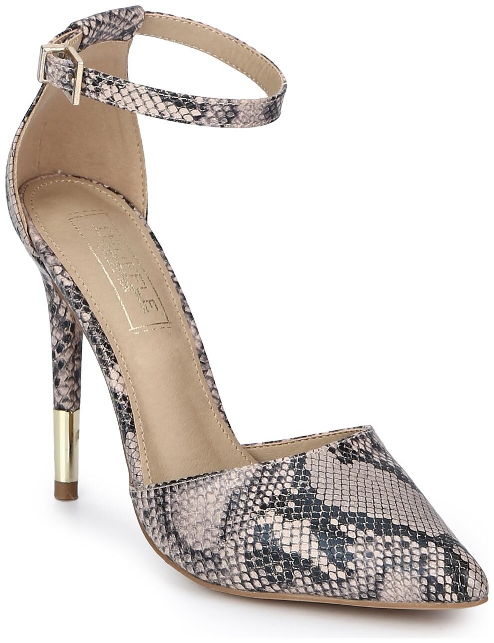 

Beige Snake Ankle Strap Stiletto