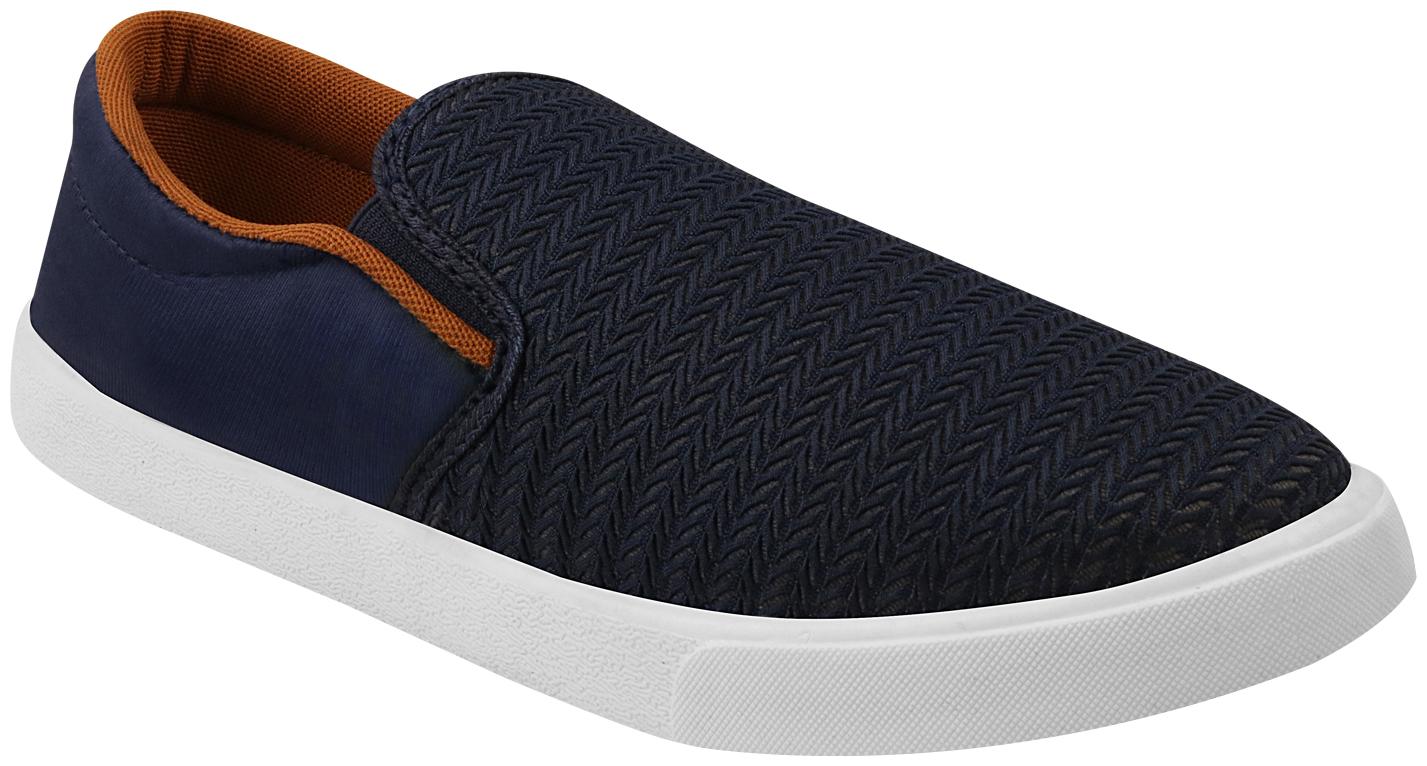

Birde Blue Canvas Slip-On Shoes For Men