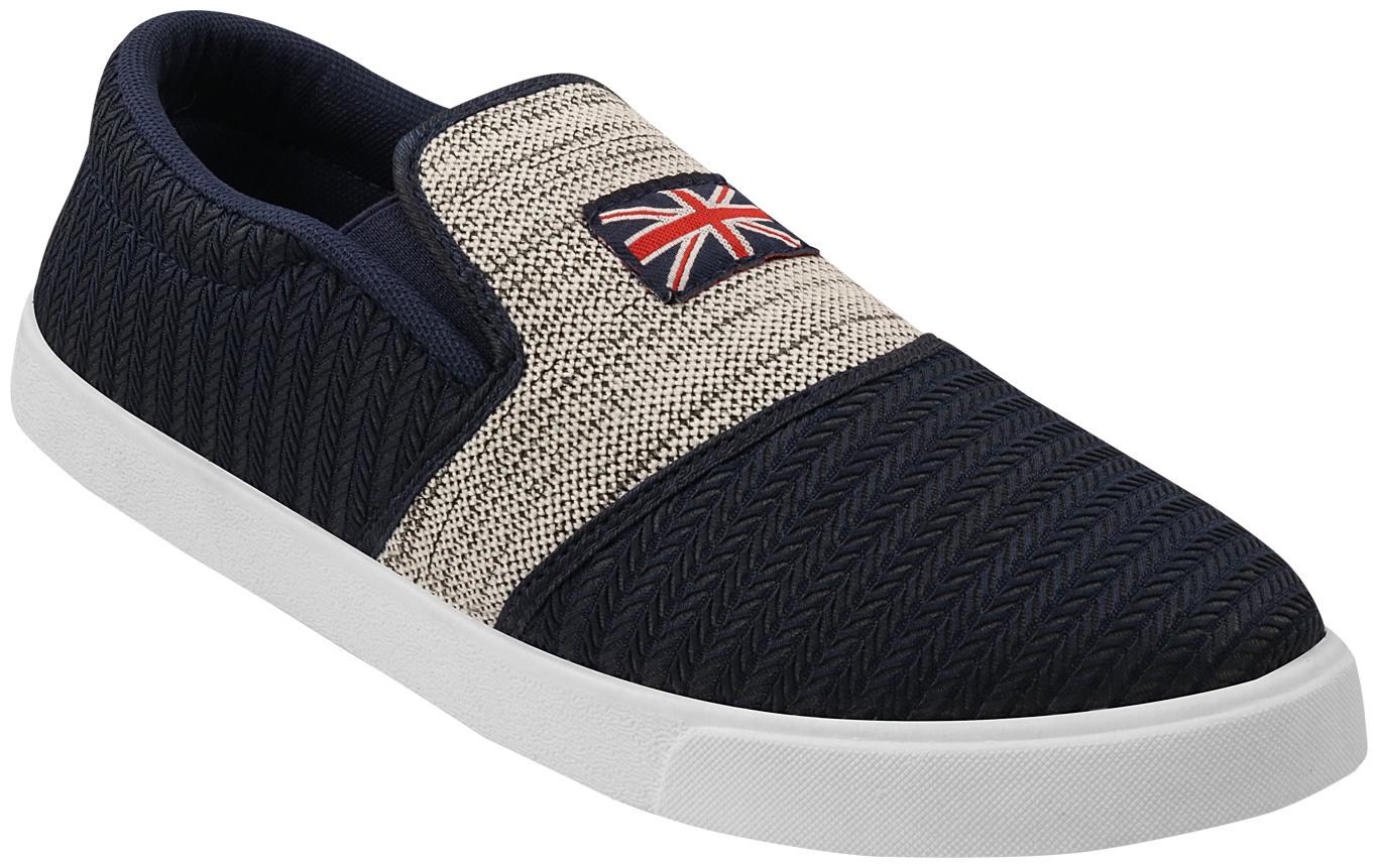 

Birde Blue Canvas Slip-On Shoes For Men