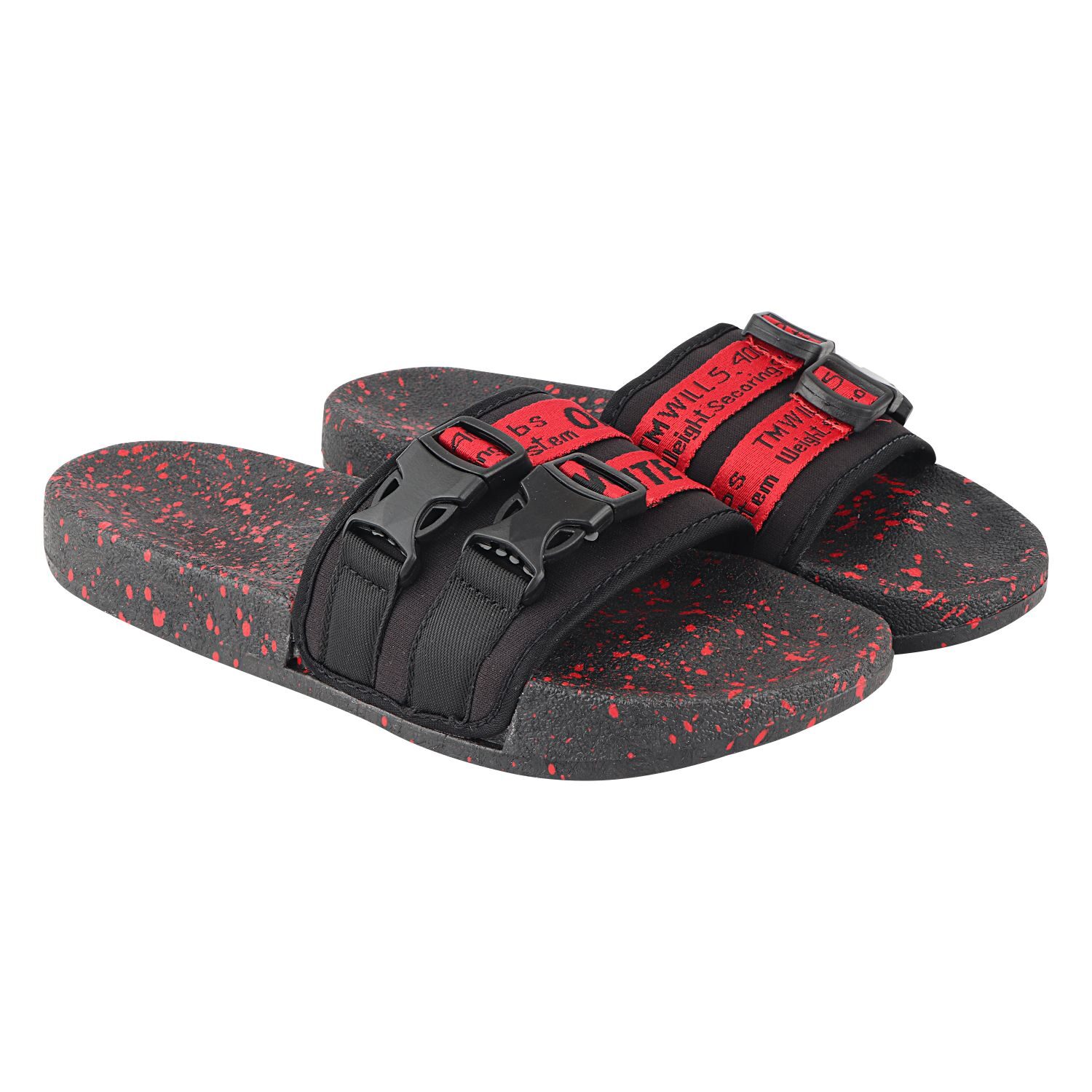 

Birde Canvas Red Black Slipper For Men