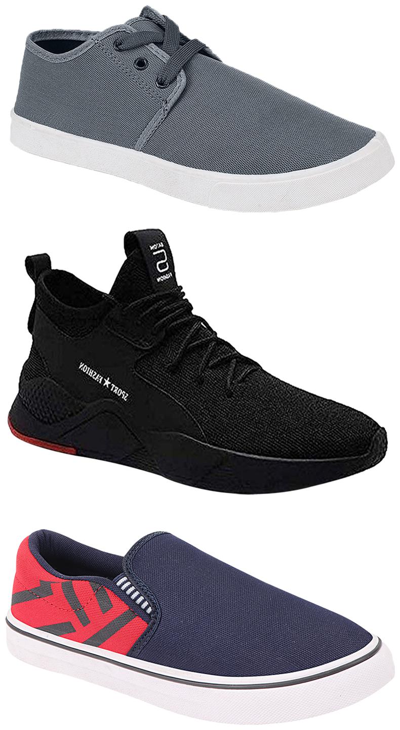 

Birde Men Multicolor Mesh Canvas Casual Sports Sneakers Runnning Shoes for Men s Boy s - UK9 (Combo of 3)