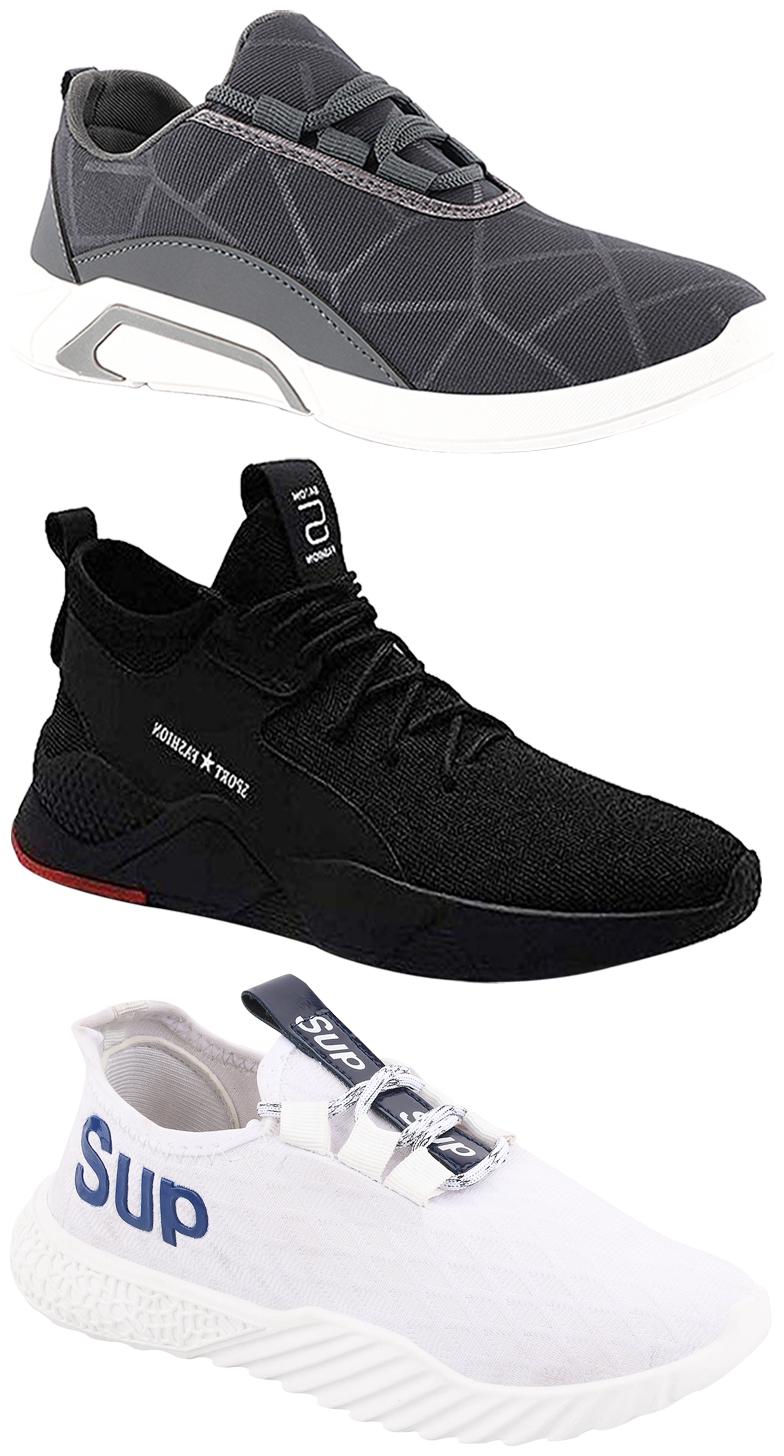 

Birde Men Multicolor Mesh Canvas Casual Sports Sneakers Runnning Shoes for Men s Boy s - UK10 (Combo of 3)