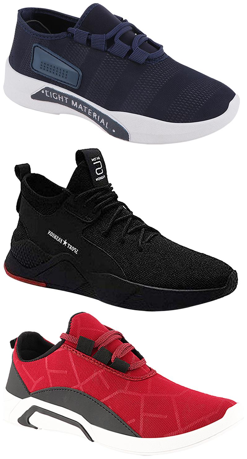 

Birde Men Multicolor Mesh Canvas Casual Sports Sneakers Runnning Shoes for Men s Boy s - UK9 (Combo of 3)