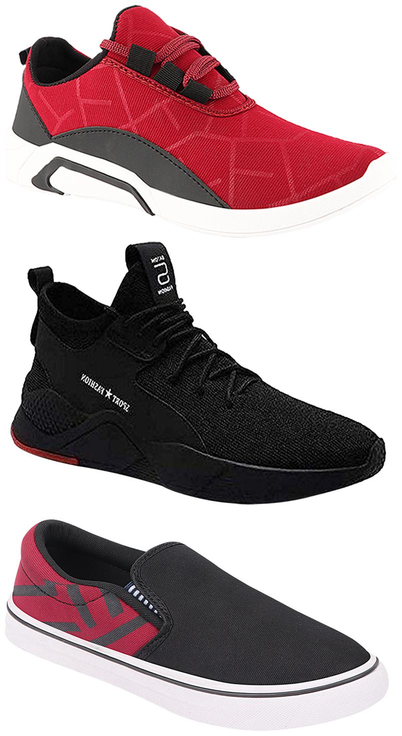 

Birde Men Multicolor Mesh Canvas Casual Sports Sneakers Runnning Shoes for Men s Boy s - UK10 (Combo of 3)