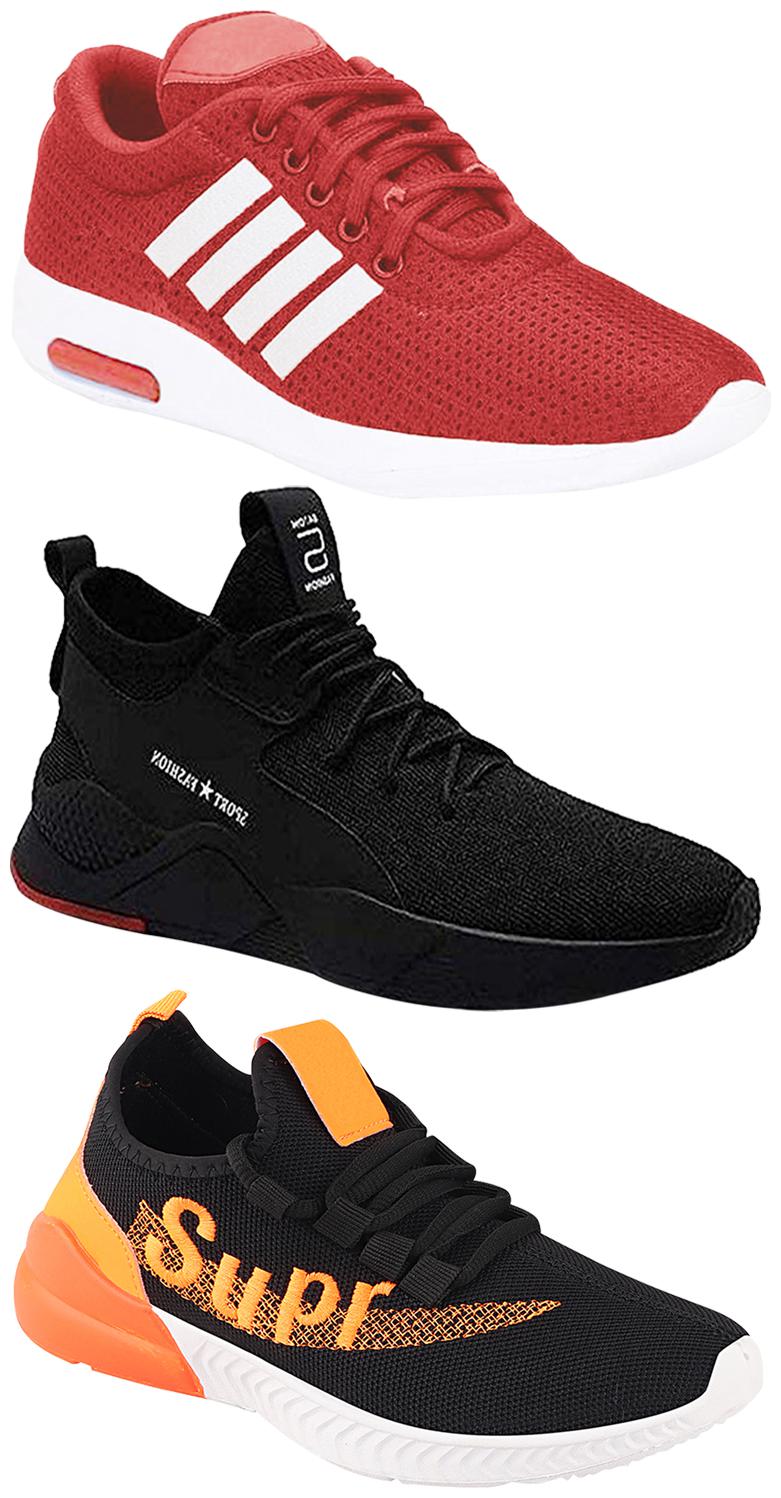 

Birde Men Multicolor Mesh Canvas Casual Sports Sneakers Runnning Shoes for Men s Boy s - UK6 (Combo of 3)