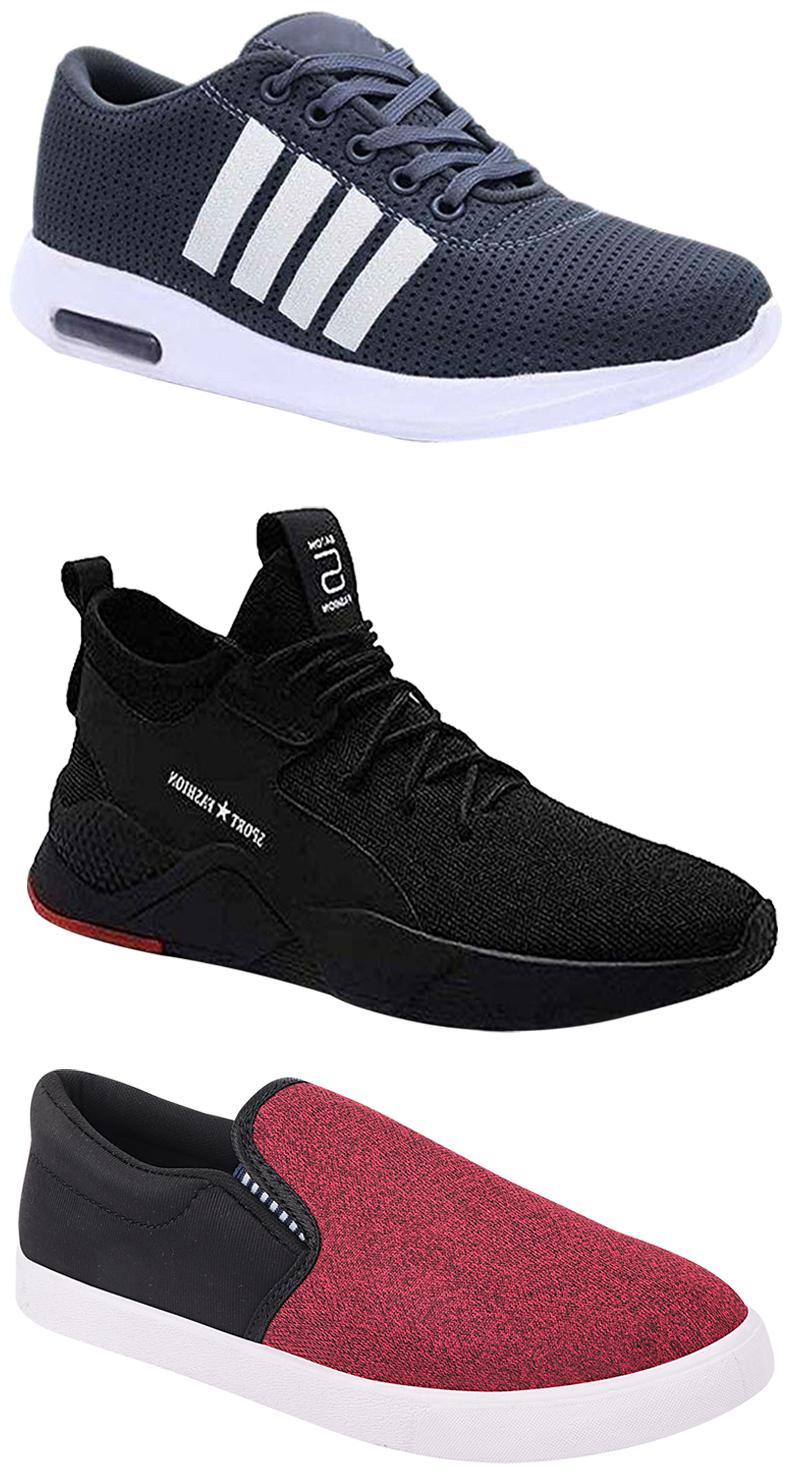 

Birde Men Multicolor Mesh Canvas Casual Sports Sneakers Runnning Shoes for Men s Boy s - UK9 (Combo of 3)