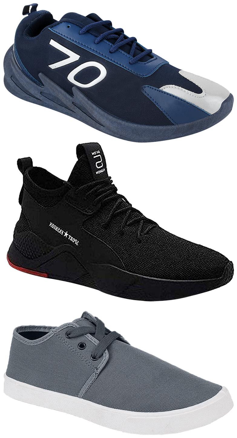 

Birde Men Multicolor Mesh Canvas Casual Sports Sneakers Runnning Shoes for Men s Boy s - UK7 (Combo of 3)
