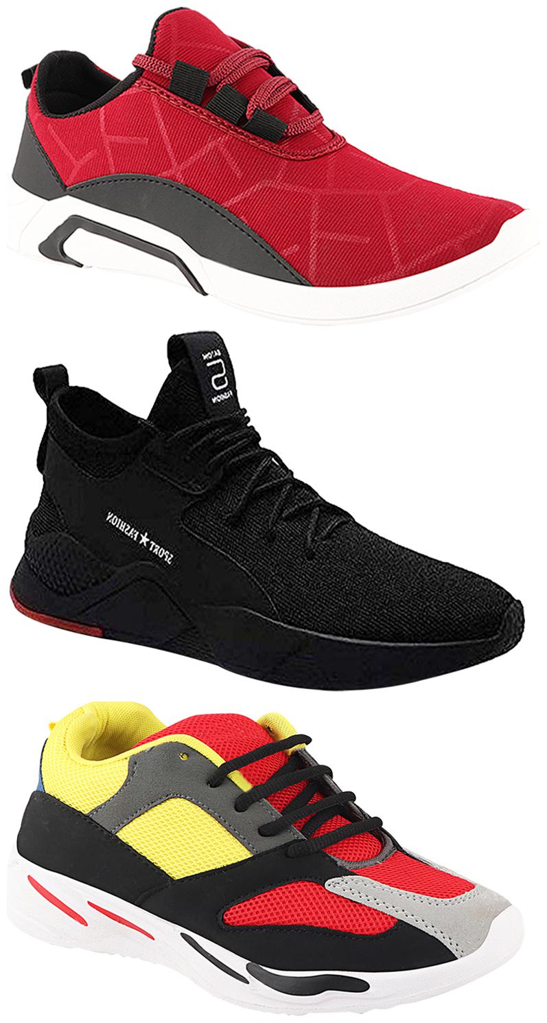 

Birde Men Multicolor Mesh Canvas Casual Sports Sneakers Runnning Shoes for Men s Boy s - UK10 (Combo of 3)