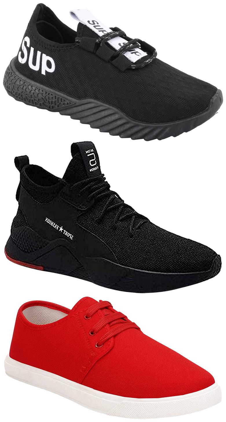 

Birde Men Multicolor Mesh Canvas Casual Sports Sneakers Runnning Shoes for Men s Boy s - UK8 (Combo of 3)