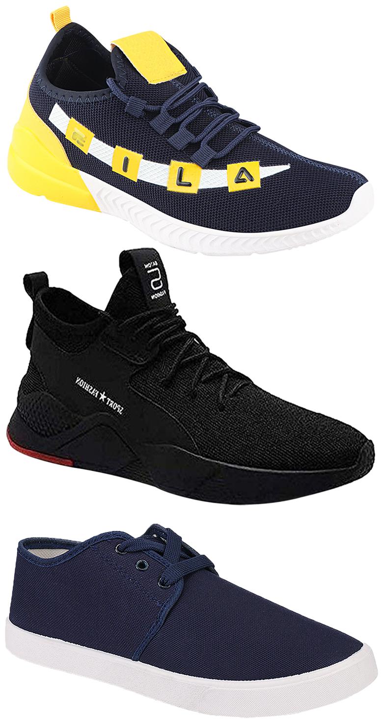 

Birde Men Multicolor Mesh Canvas Casual Sports Sneakers Runnning Shoes for Men s Boy s - UK10 (Combo of 3)