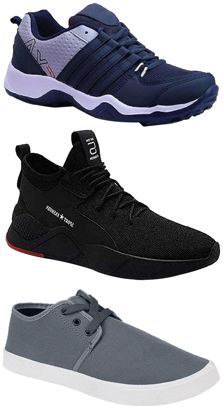 

Birde Men Multicolor Mesh Canvas Casual Sports Sneakers Runnning Shoes for Men s Boy s - UK6 (Combo of 3)