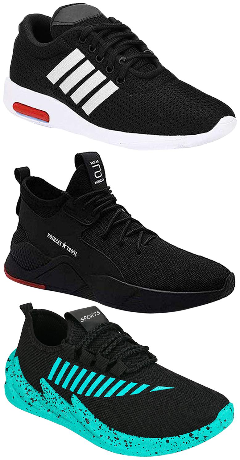 

Birde Men Multicolor Mesh Canvas Casual Sports Sneakers Runnning Shoes for Men s Boy s - UK10 (Combo of 3)