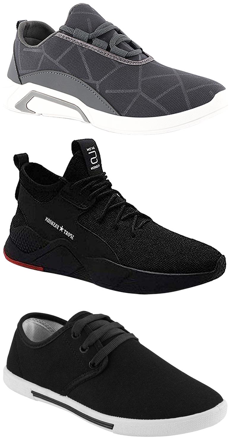 

Birde Men Multicolor Mesh Canvas Casual Sports Sneakers Runnning Shoes for Men s Boy s - UK10 (Combo of 3)