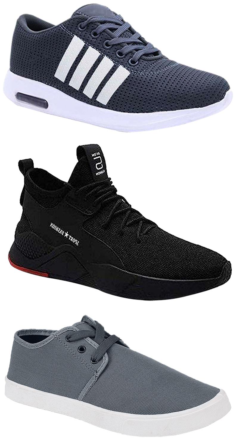 

Birde Men Multicolor Mesh Canvas Casual Sports Sneakers Runnning Shoes for Men s Boy s - UK7 (Combo of 3)