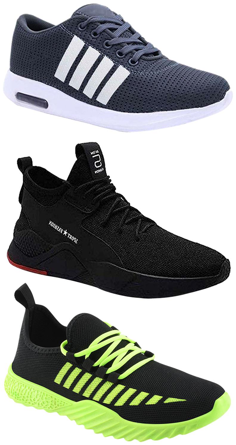 

Birde Men Multicolor Mesh Canvas Casual Sports Sneakers Runnning Shoes for Men s Boy s - UK6 (Combo of 3)