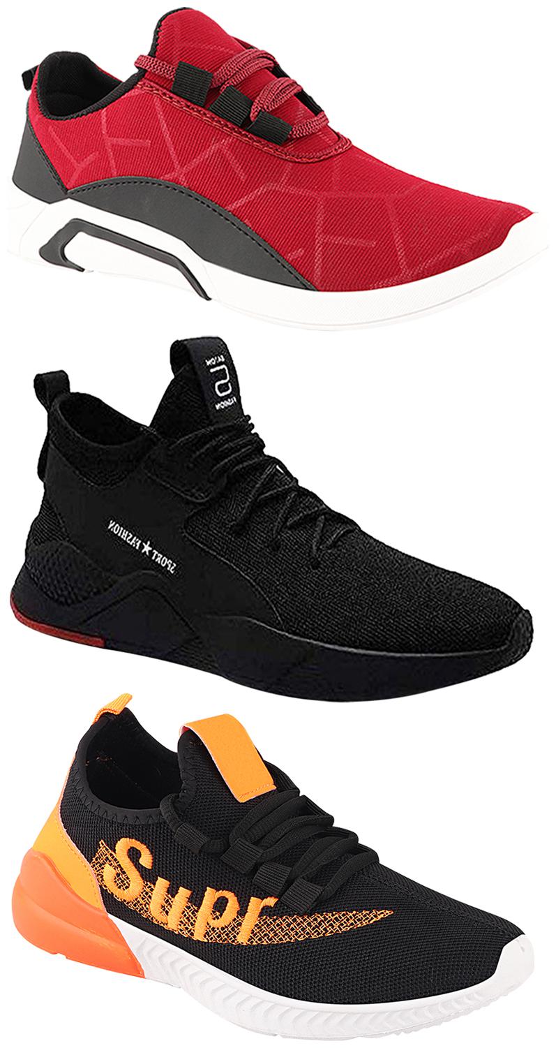 

Birde Men Multicolor Mesh Canvas Casual Sports Sneakers Runnning Shoes for Men s Boy s - UK6 (Combo of 3)