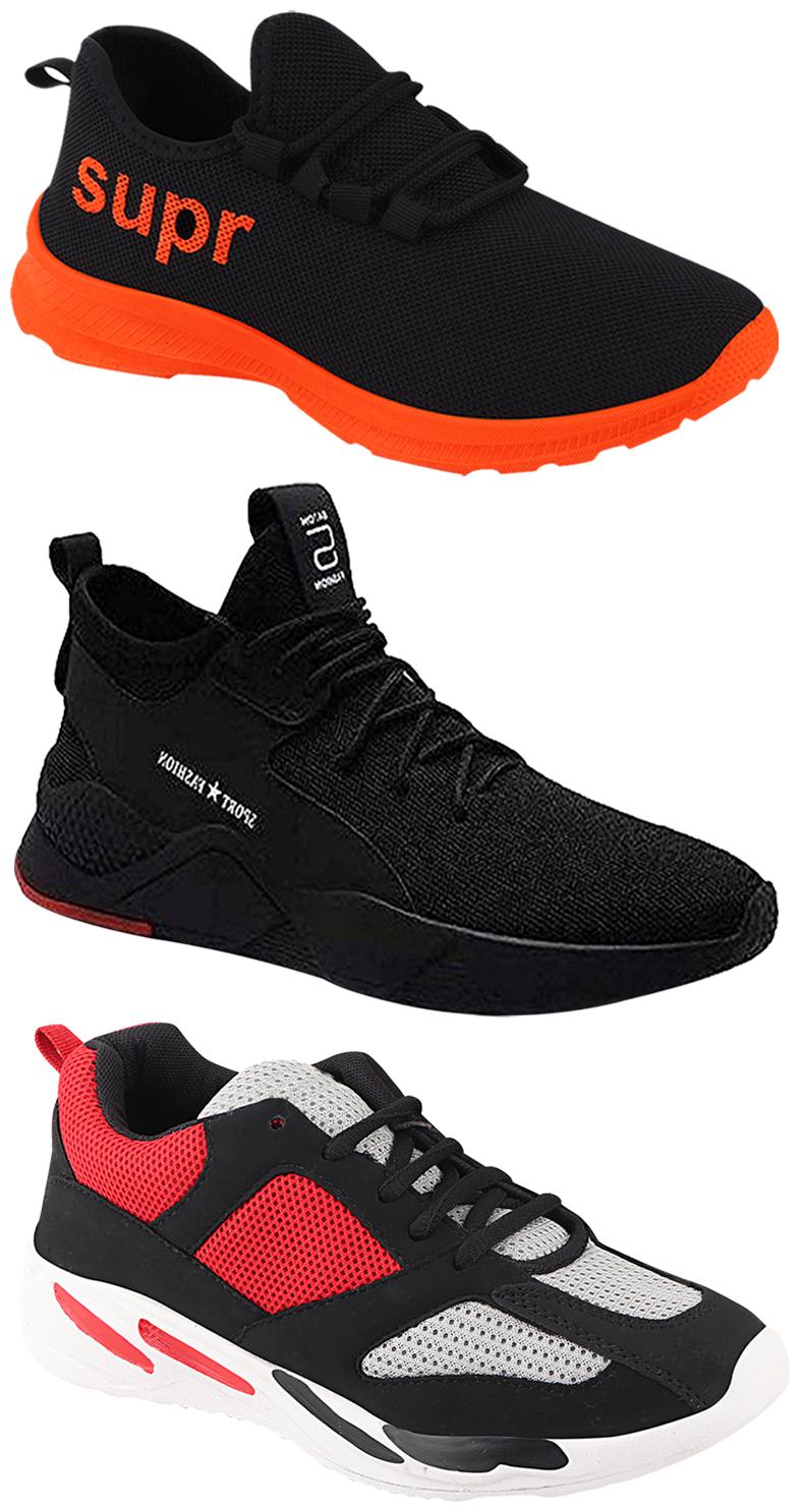 

Birde Men Multicolor Mesh Canvas Casual Sports Sneakers Runnning Shoes for Men s Boy s - UK10 (Combo of 3)