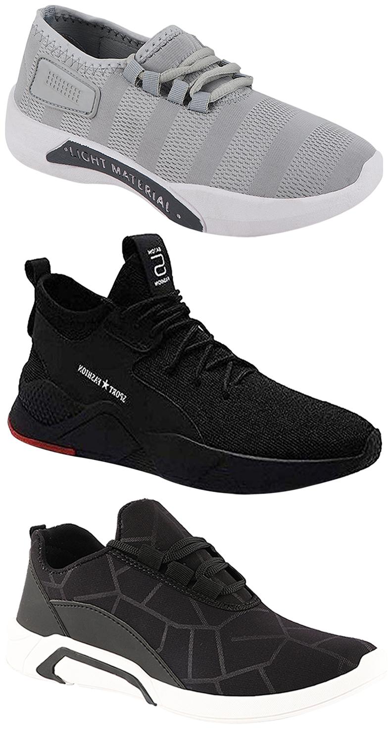 

Birde Men Multicolor Mesh Canvas Casual Sports Sneakers Runnning Shoes for Men s Boy s - UK8 (Combo of 3)