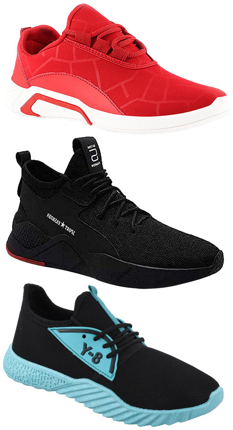 

Birde Men Multicolor Mesh Canvas Casual Sports Sneakers Runnning Shoes for Men s Boy s - UK6 (Combo of 3)
