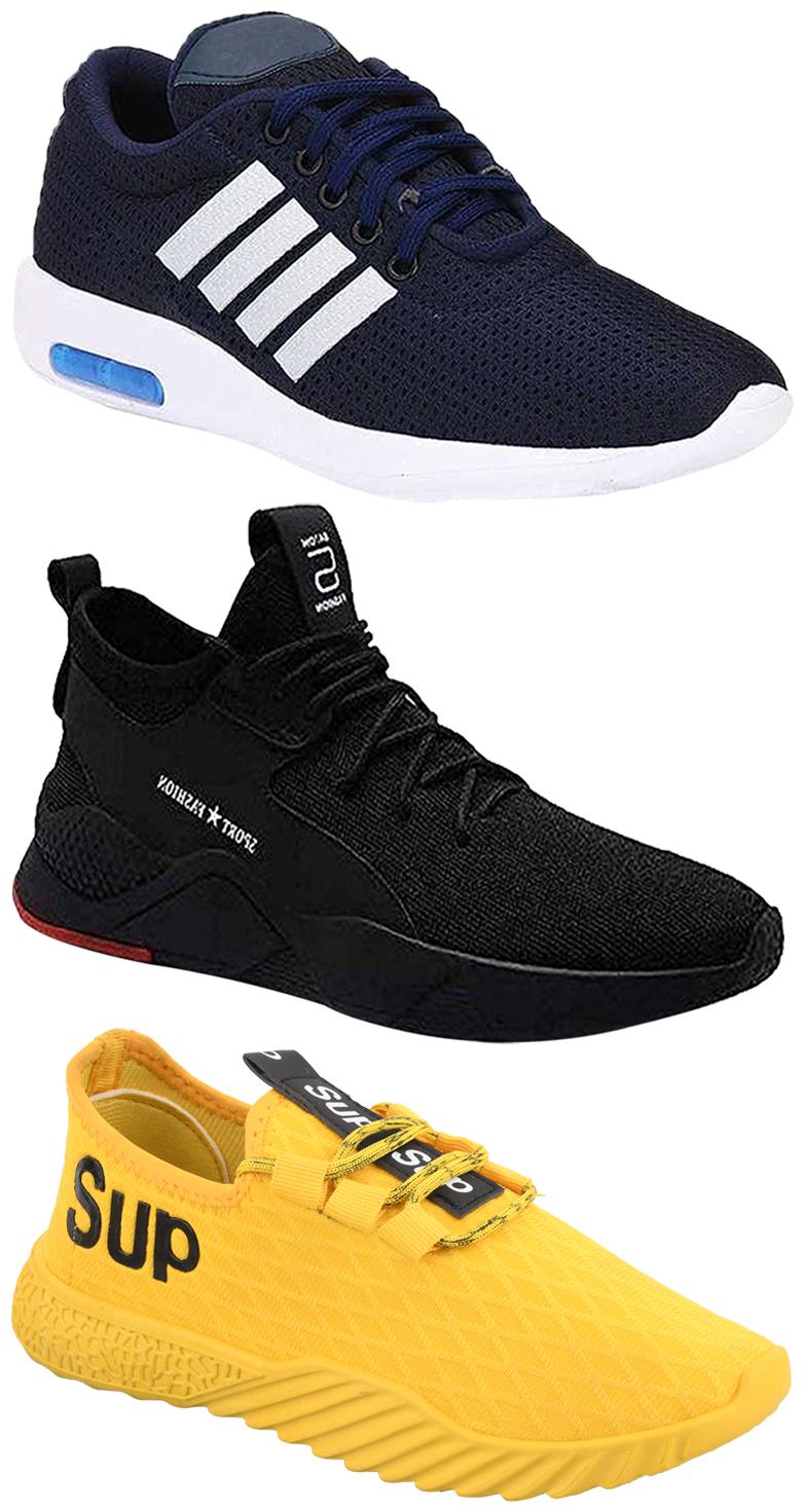 

Birde Men Multicolor Mesh Canvas Casual Sports Sneakers Runnning Shoes for Men s Boy s - UK10 (Combo of 3)