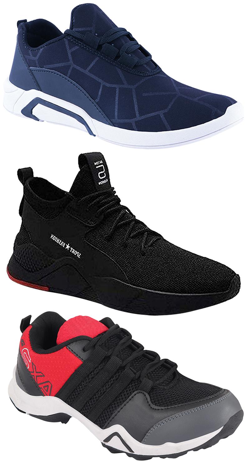 

Birde Men Multicolor Mesh Canvas Casual Sports Sneakers Runnning Shoes for Men s Boy s - UK6 (Combo of 3)