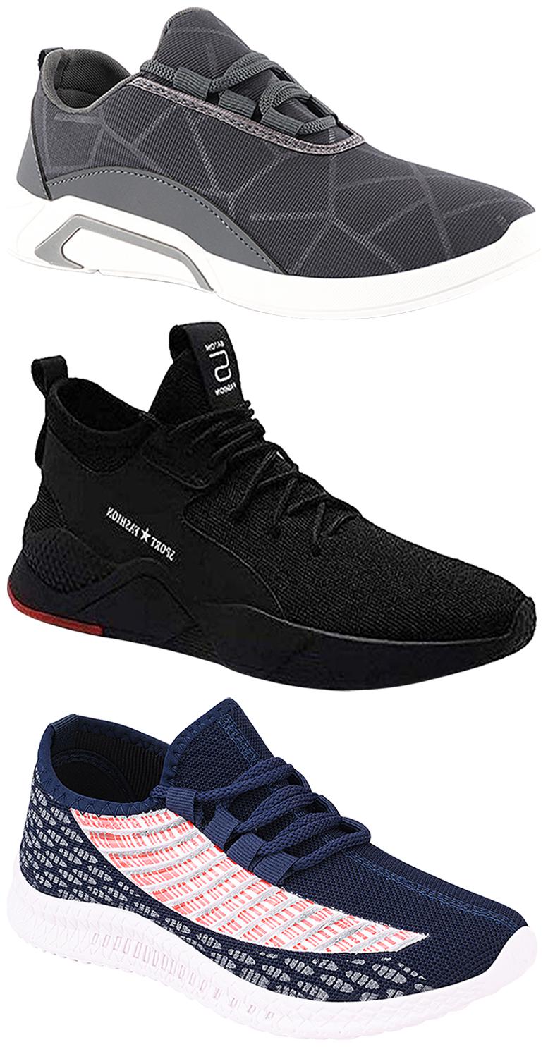 

Birde Men Multicolor Mesh Canvas Casual Sports Sneakers Runnning Shoes for Men s Boy s - UK7 (Combo of 3)