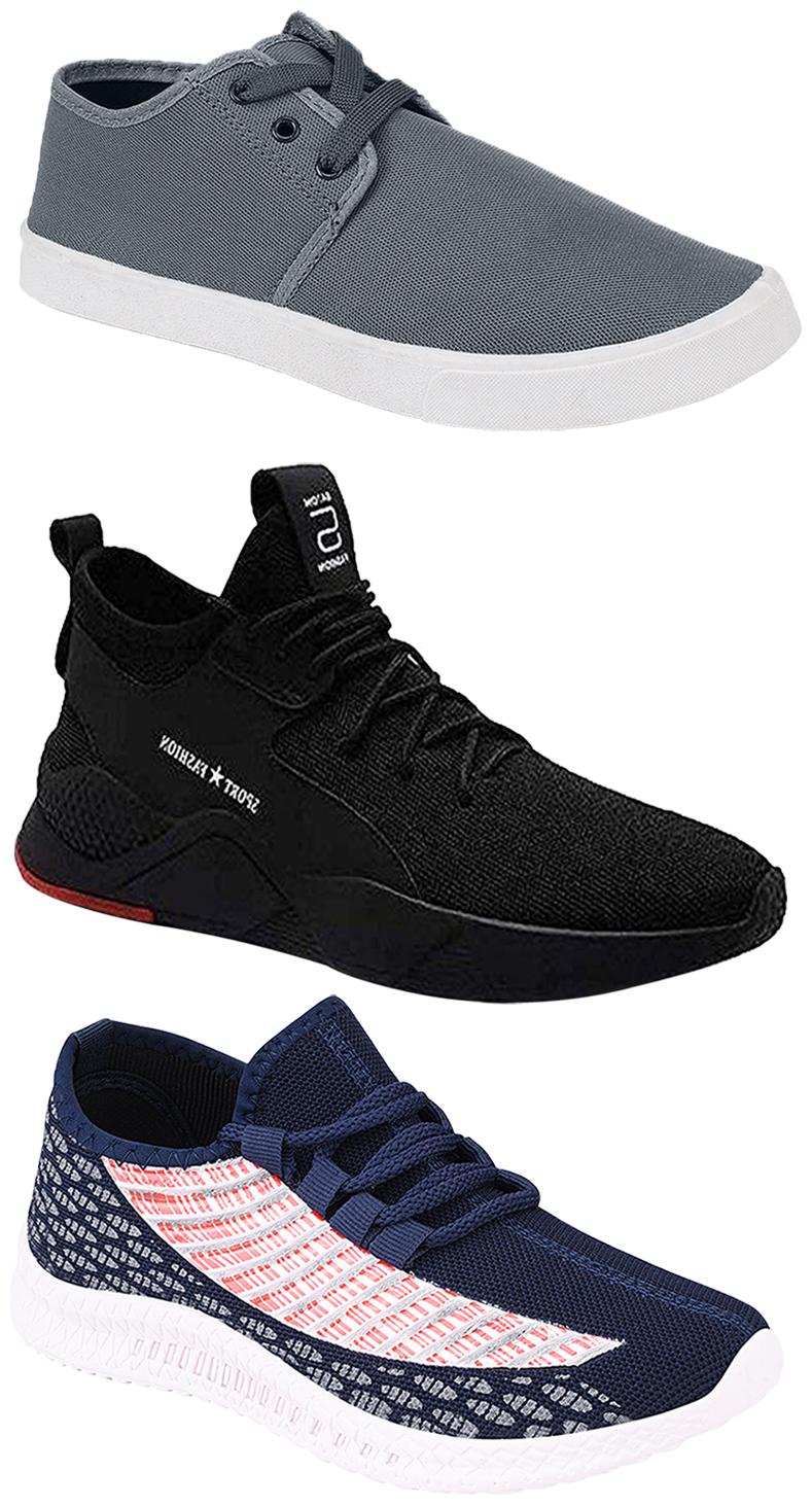 

Birde Men Multicolor Mesh Canvas Casual Sports Sneakers Runnning Shoes for Men s Boy s - UK8 (Combo of 3)